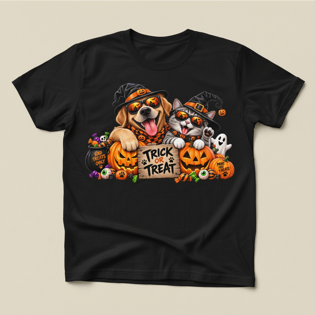 Halloween Dog & Cat T-Shirt